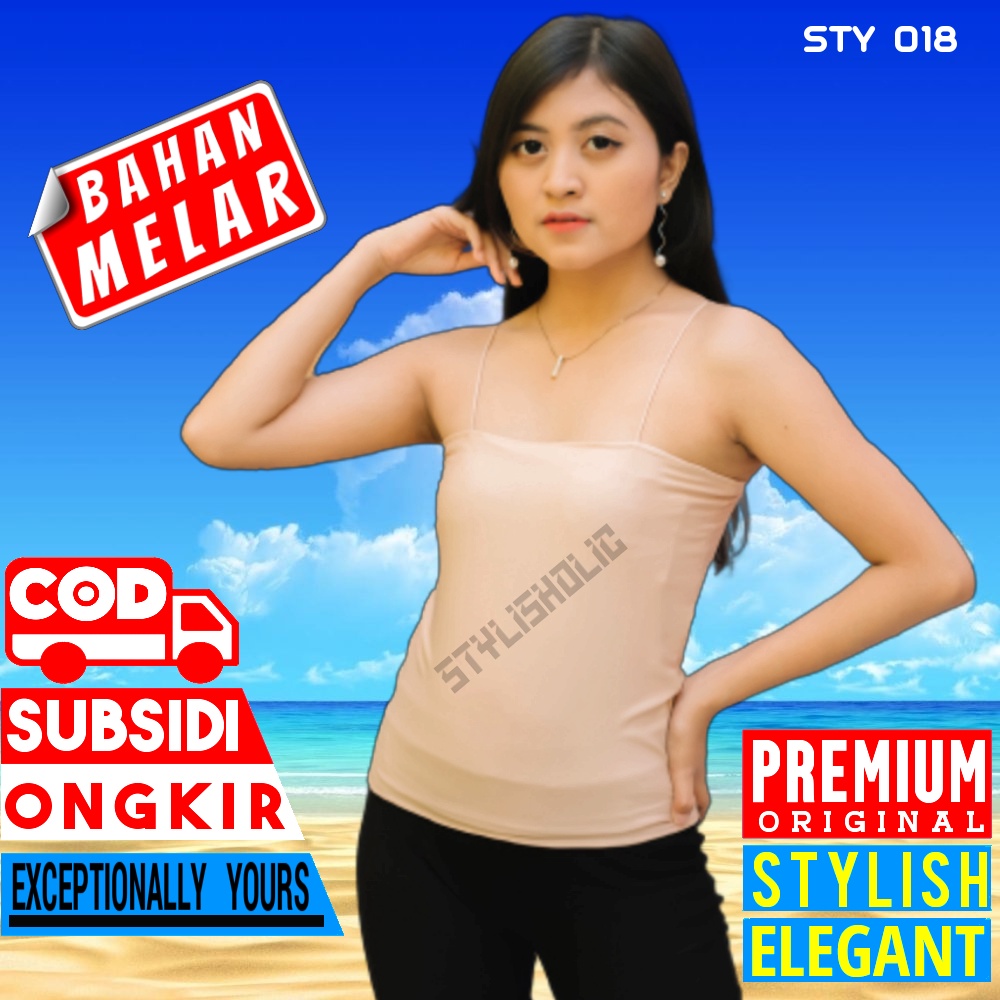 Tank Top Tali Spaghetti Wanita Polos Tantop Tali Kecil Bra Spageti Tanktop Remaja Perempuan Premium 