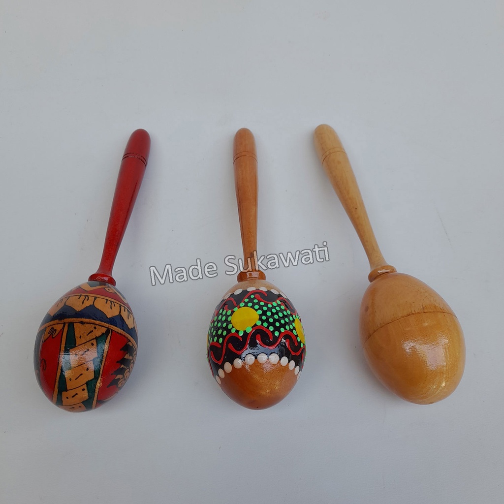 Alat musik marakas shaker telur stik kayu maracas lukis mainan anak