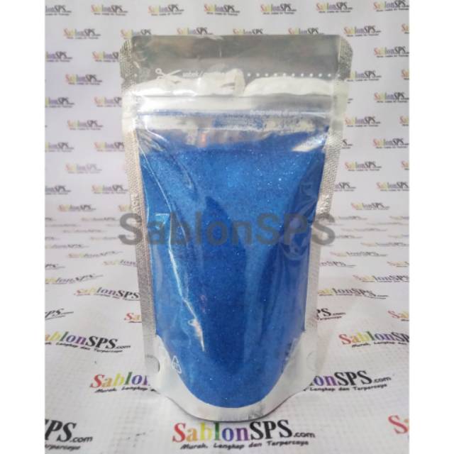 BUBUK GLITER BIRU / BLUE GLITTER POWDER 100gr ZIP LOCK