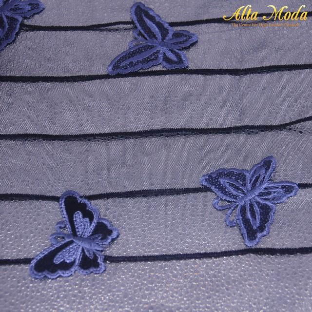 Kain | Alta Moda Tile Bordir Light Blue Motif Kupu-Kupu (1M)