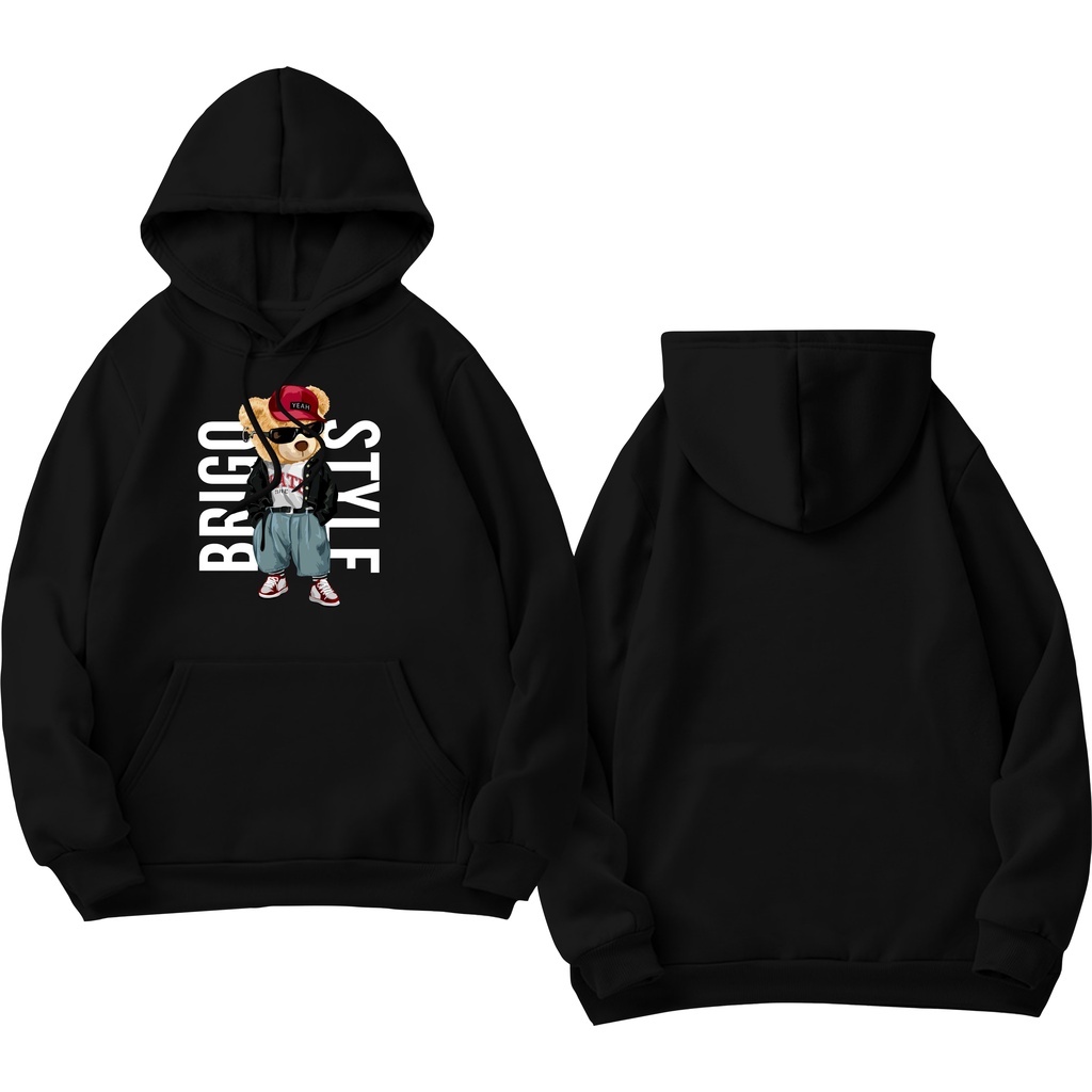 BRIGO Jumper Hoodie Beruang Style II Sweater Hoodie BRIGO Sablon DTF Fleece Cotton M-XXL (Pria &amp; Wanita) Free stiker&amp;Gantungan Kunci