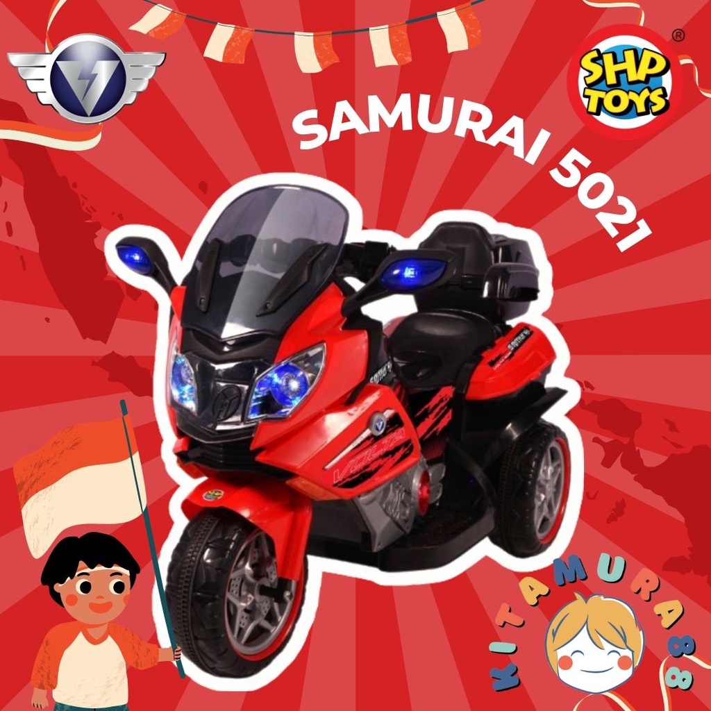 TERMURAH! MAINAN/MAENAN MOTOR ANAK/ MOTOR MOTORAN AKI/ VOLTA SHP SAMURAI 5021 Ada FREE HELM