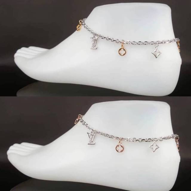 Perhiasan Gelang Kaki Lapis Emas LV Premium