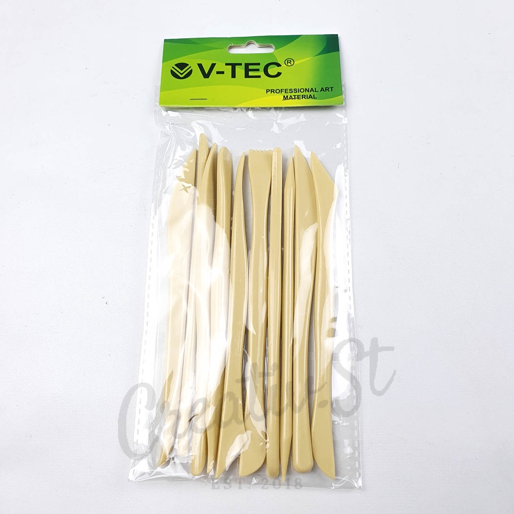 

V-TEC Clay Knife Plastik Vt28/10 Set 10 Pcs Carving Tool Clay Tool Knife