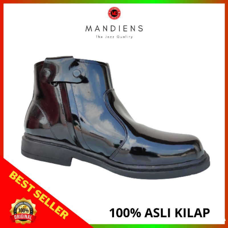 MANDIENS - Sepatu Pantofel PDH Pria Tanpa Tali Kulit Kilap Tanpa Semir T.Tali