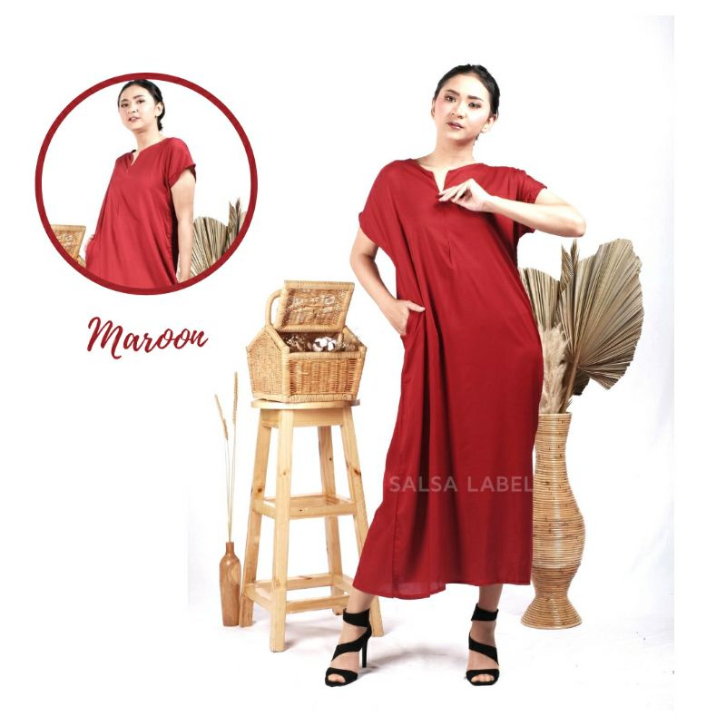 daster long semata kaki, daster panjang viral kekinian, daster rayon busui terlaris-Long Polos (Maroon)