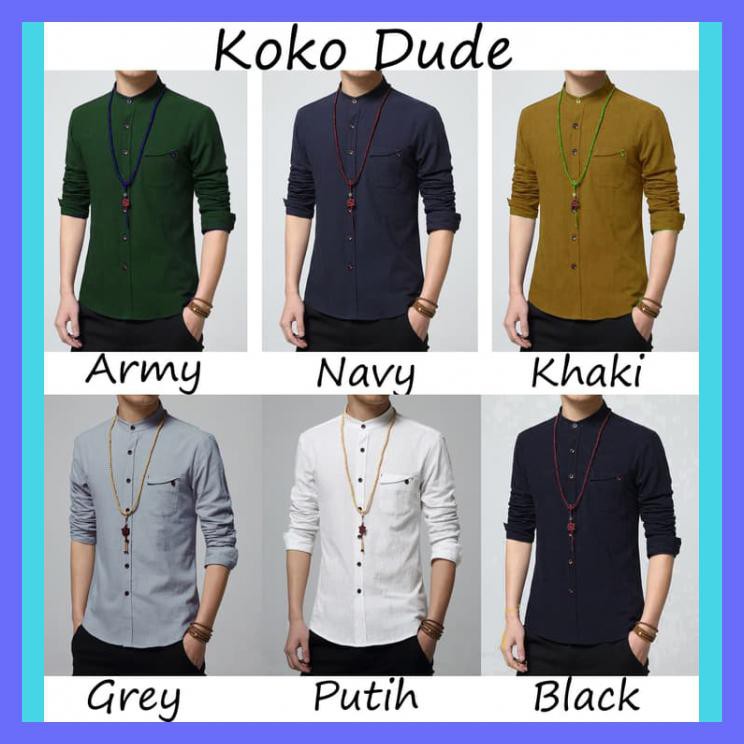 KOKO DUDE BAJU KOKO LENGAN PANJANG GROSIR TANAH ABANG LEBARAN - ABU-ABU, S