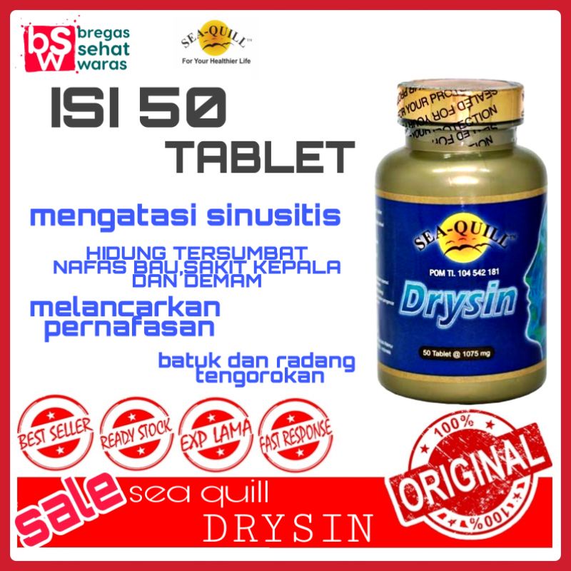 SEA QUILL DRYSIN 50S,BATUK DAN RADANG TENGGOROKAN,SINUSITI HIDUNG TERSUMBAT,BAU NAFAS,TERAPI ASMA