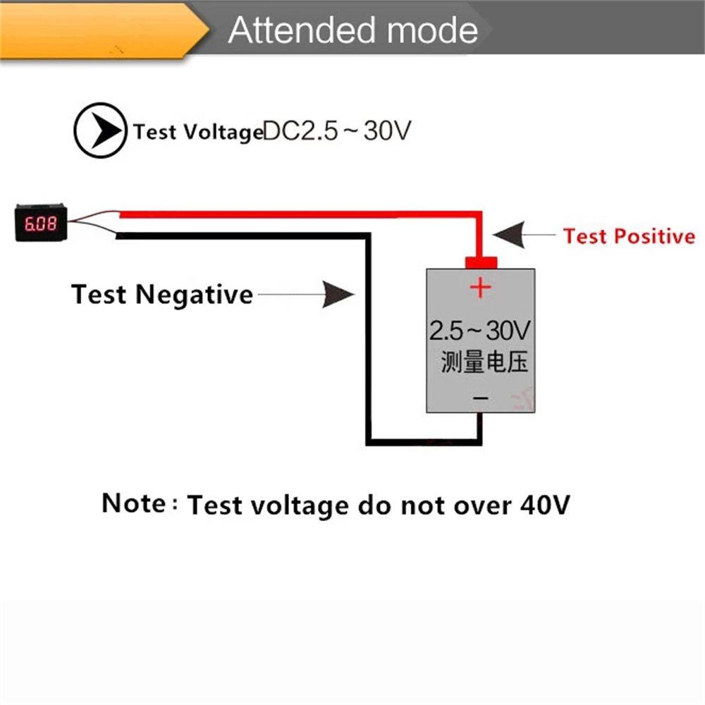 Augustina Voltmeter Digital Otomatis 0.28 Inch Daya Ponsel Tampilan Digital DC LED Kapasitas Display 2.5~30V Tester Detector