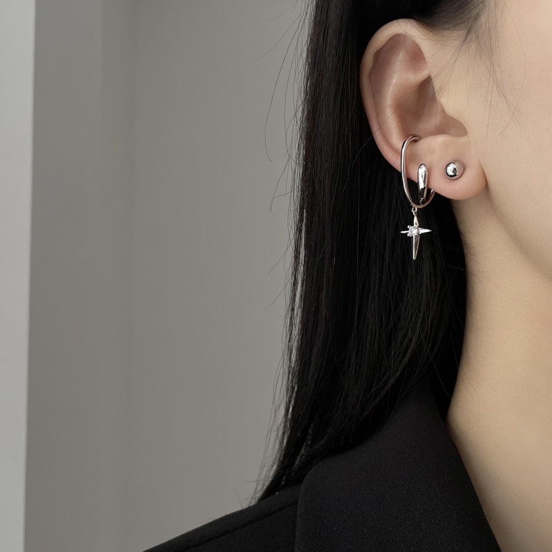 Single Cross Earrings Accessories Ear Bone Clip Korea Versatile