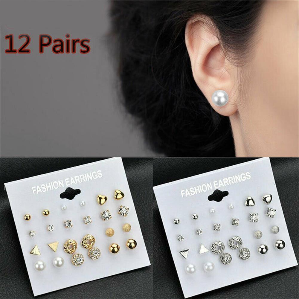 Top 12pasang Anting Set Fashion Hadiah Perhiasan Hoop Ring