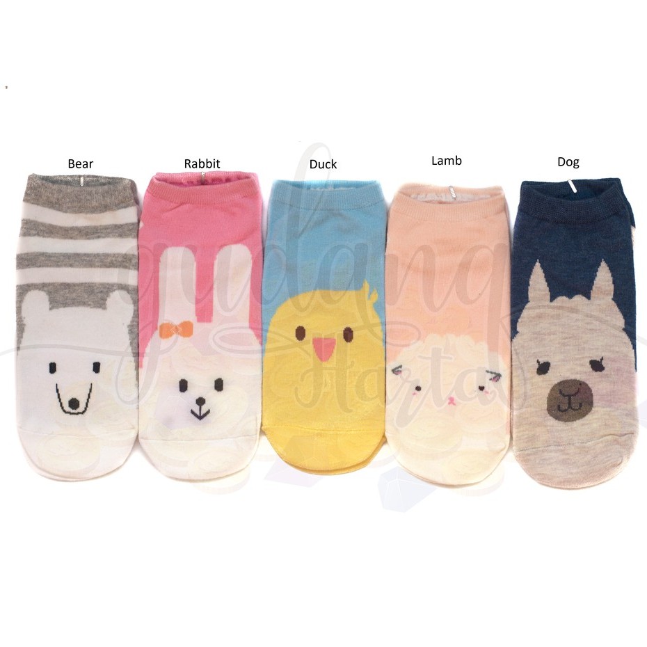 Kaos Kaki Wanita Pendek Hewan Bebek Babi Bear Lucu Unik GH 103123