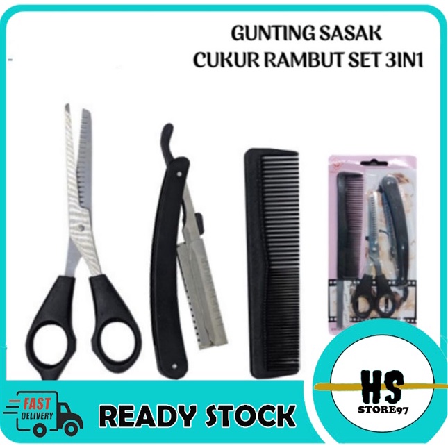 

[BISA COD] 3 Pcs Gunting Sisir Rambut Zigzag Gunting Sasak Rambut Alat Cukur Rambut
