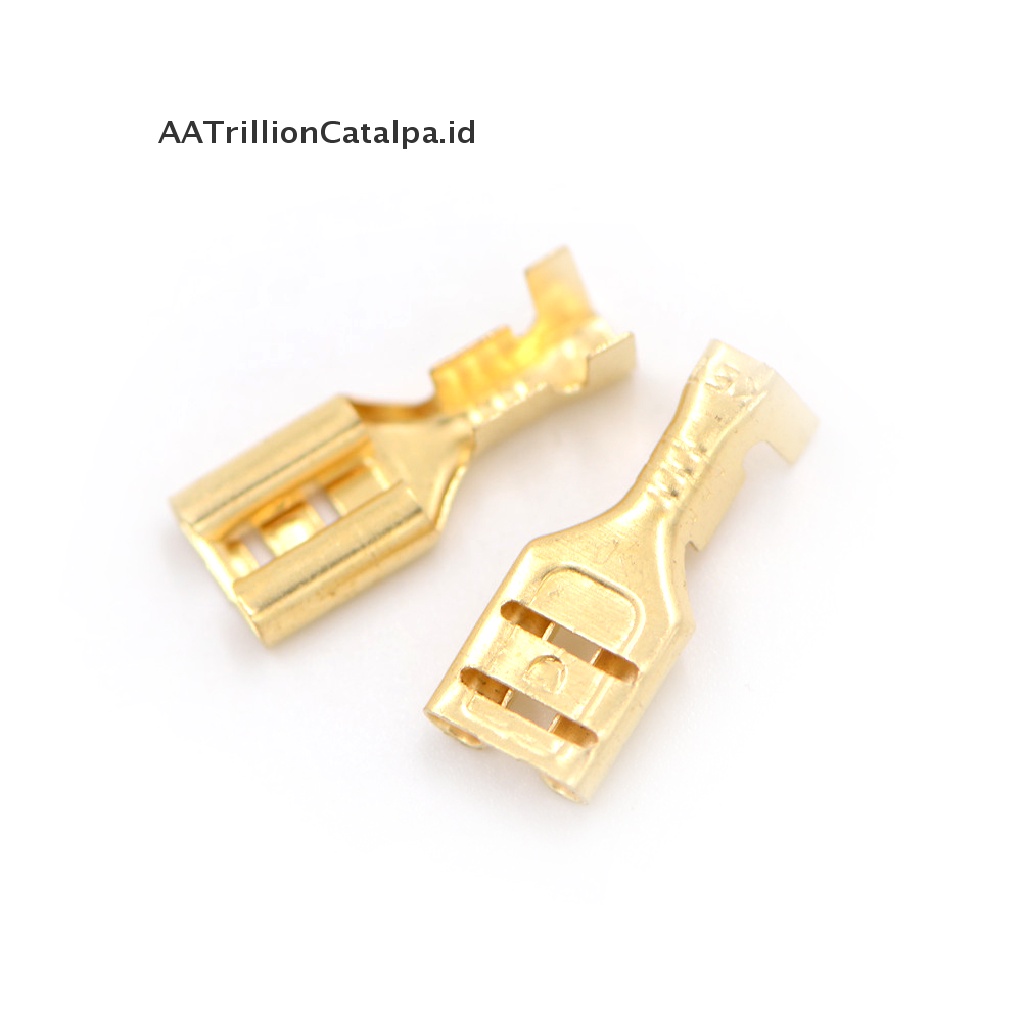 【AATrillionCatalpa】 100 Pcs 6.3mm Gold Brass Car Speaker Female Spade Terminal Wire Connector ID