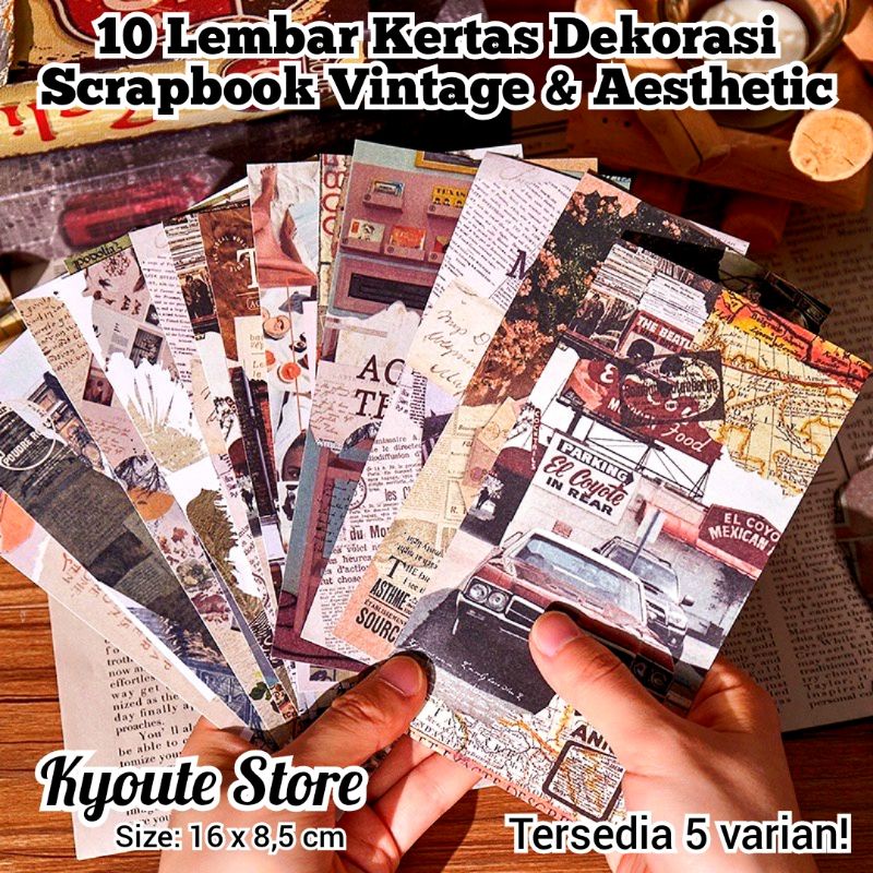 

10 Lembar Kertas Dekorasi Scrapbook Vintage Memories Europe Flower Butterfly Landscape Aesthetic Diary Journal DIY