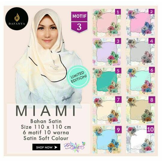 JILBAB SEGIEMPAT MIAMI SATIN MOTIF 3 BY DAFANYA ORIGINAL PREMIUM HIJAB