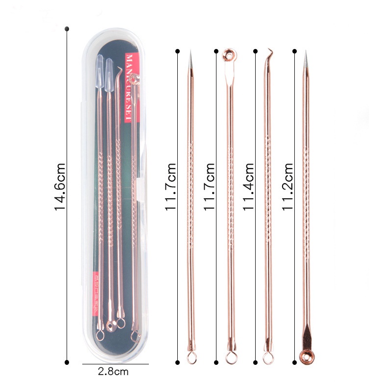 JOS1473 Pinset Komedo Set 4 IN 1 Alat Pencet Jerawat Isi 4 Pcs Stainless Steel