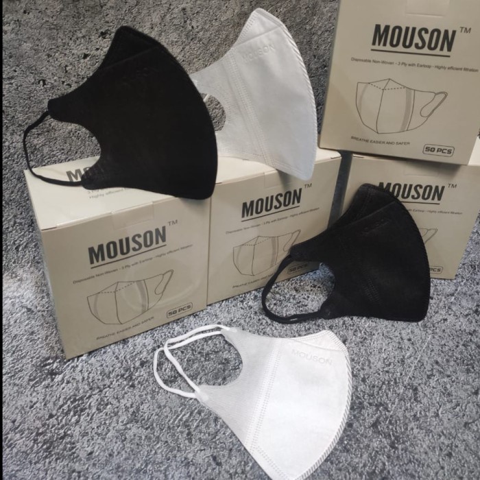 MASKER DUCKBILL MOUSON 4PLY ISI 50 / DUCKBILL WARNA MOUSON ISI 50 PCS