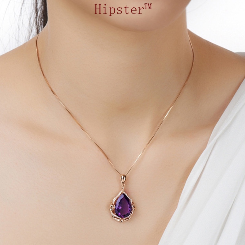 Hot Selling Light Luxury Natural Amethyst Pendant Elegant Necklace