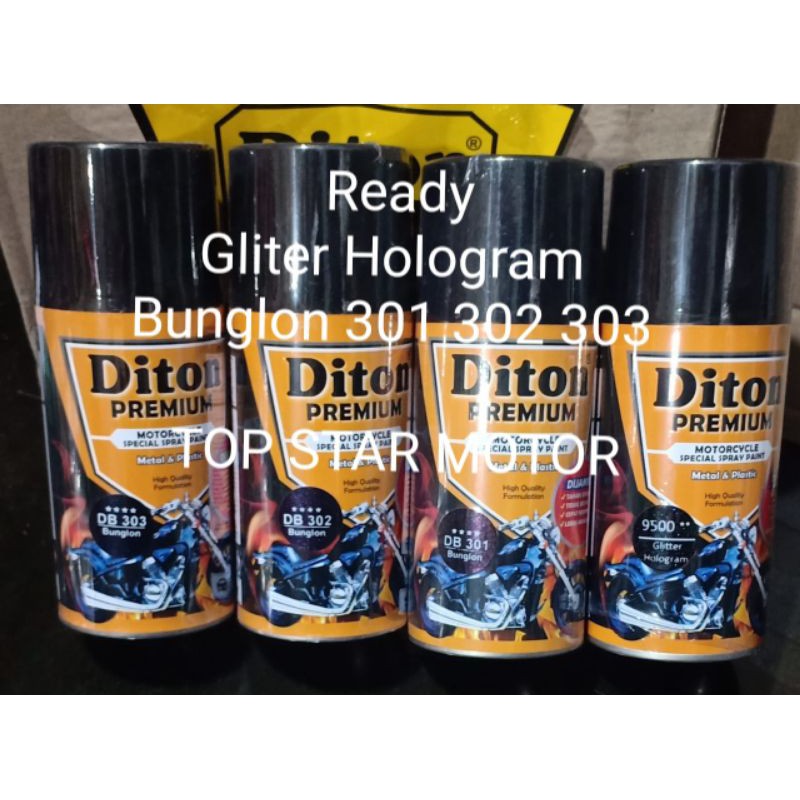 Pilok Pilox Cat Semprot Diton Premium Gliter Hologram Bunglon 3D 301 302 303 300ml Cat Motor Diton Premium