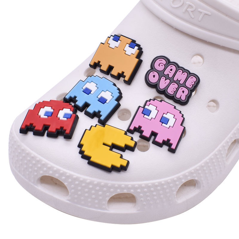 Charms Pins Sepatu Seri Pac-Man Crocs Untuk Anak Laki-Laki Dan Perempuan