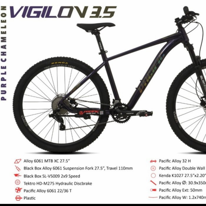 sepeda gunung 27,5" PACIFIC VIGILON 3.5 FRAME ALLOY 3x8 SPEED HYDROLIC