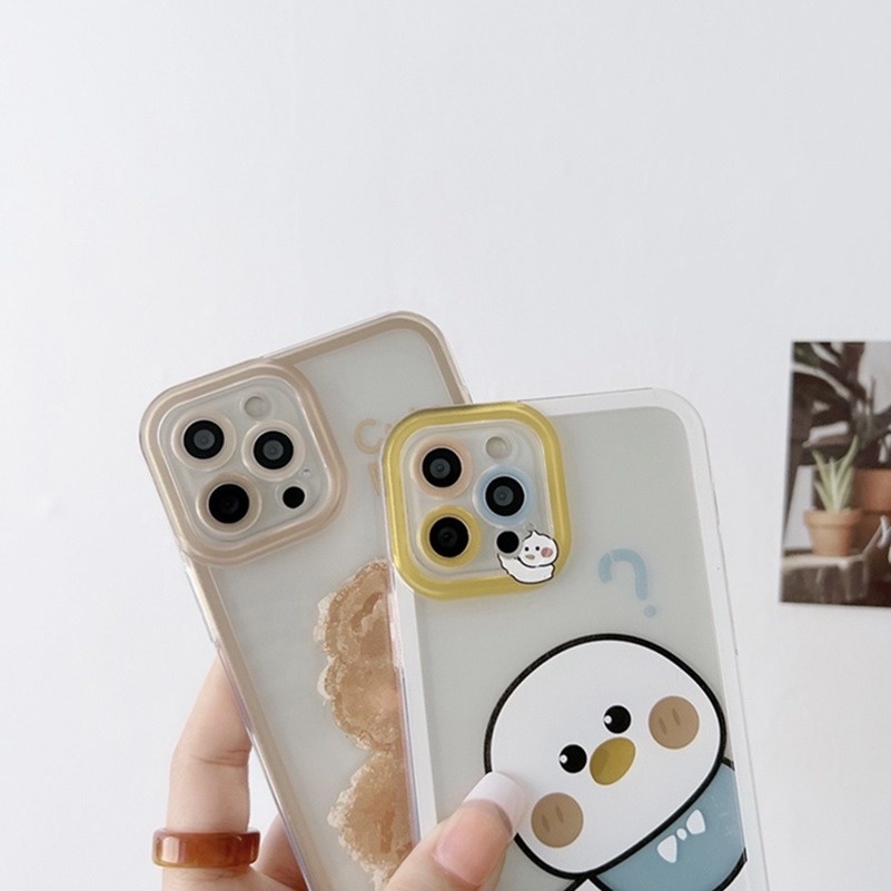 Soft Case Silikon TPU HD Untuk Compatible for iPhone 14 13 12 11 Pro Max Se 2020 X Xr Xs Max iPhone 7 8 6 6s Plus Couple duck mobile phone case Transparent silicone shockproof bumper protective Back Cover