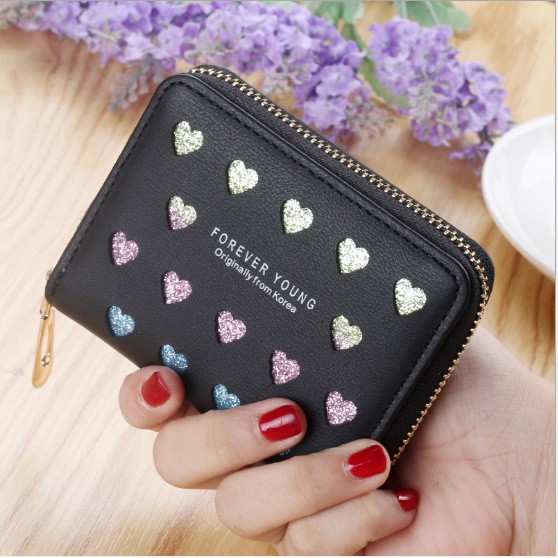 (6 WARNA) DOMPET PREMIUM Korea Love Glitter Laser Cut Lomenia LOD038