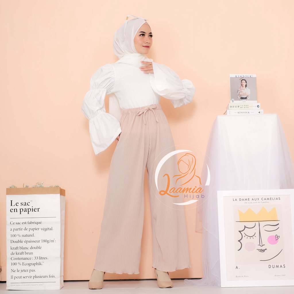 KULOT PLISKET Tali Lidi Celana Kulot Wanita Plisket Lidi Lipatan Kecil Celana Wanita Hijab Casual Resmi