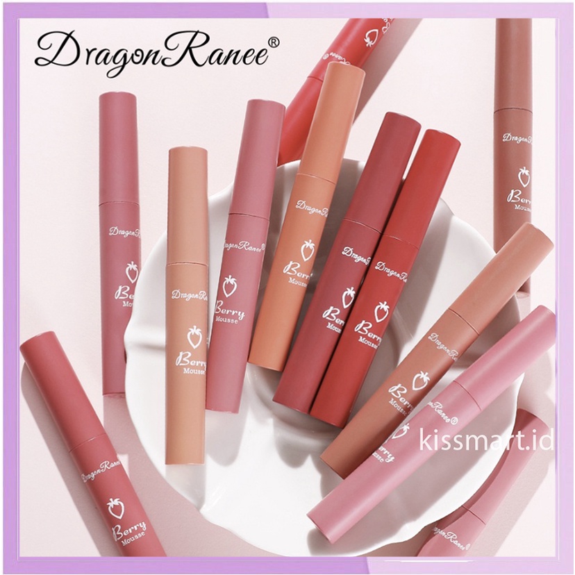 DRAGON RANEE Lip Glaze Berry Mousse Matte Lipstik Lipgloss Lipstick Berfungsi Menutupi Bibir Yang Hitam  TD001