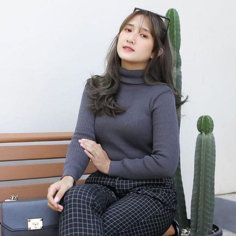 SN - TURTLENECK/LONGNECK sweater rajut wanita ribbed-3