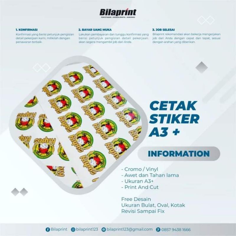 

STIKER LABEL PRODUK KEMASAN A3+ STIKER VINYL CUTTING GLOSSY / MATTE