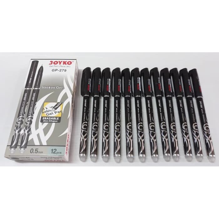 

UKRION-Ballpoint JOYKO GP-279 0,5 Erasable Pen Shokyo Gel- Hitam(Pack 12 Pcs)