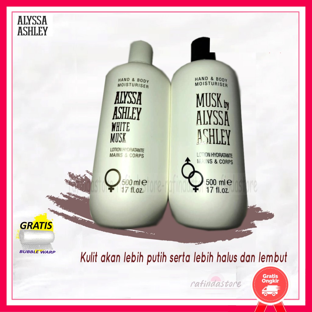 MUSK ALYSSA ASHLEY LOTION 500ml ORIGINAL BPOM / ALYSSA ASHLEY WHITE MUSK / MUSK BY ALYSSA ASHLEY /
