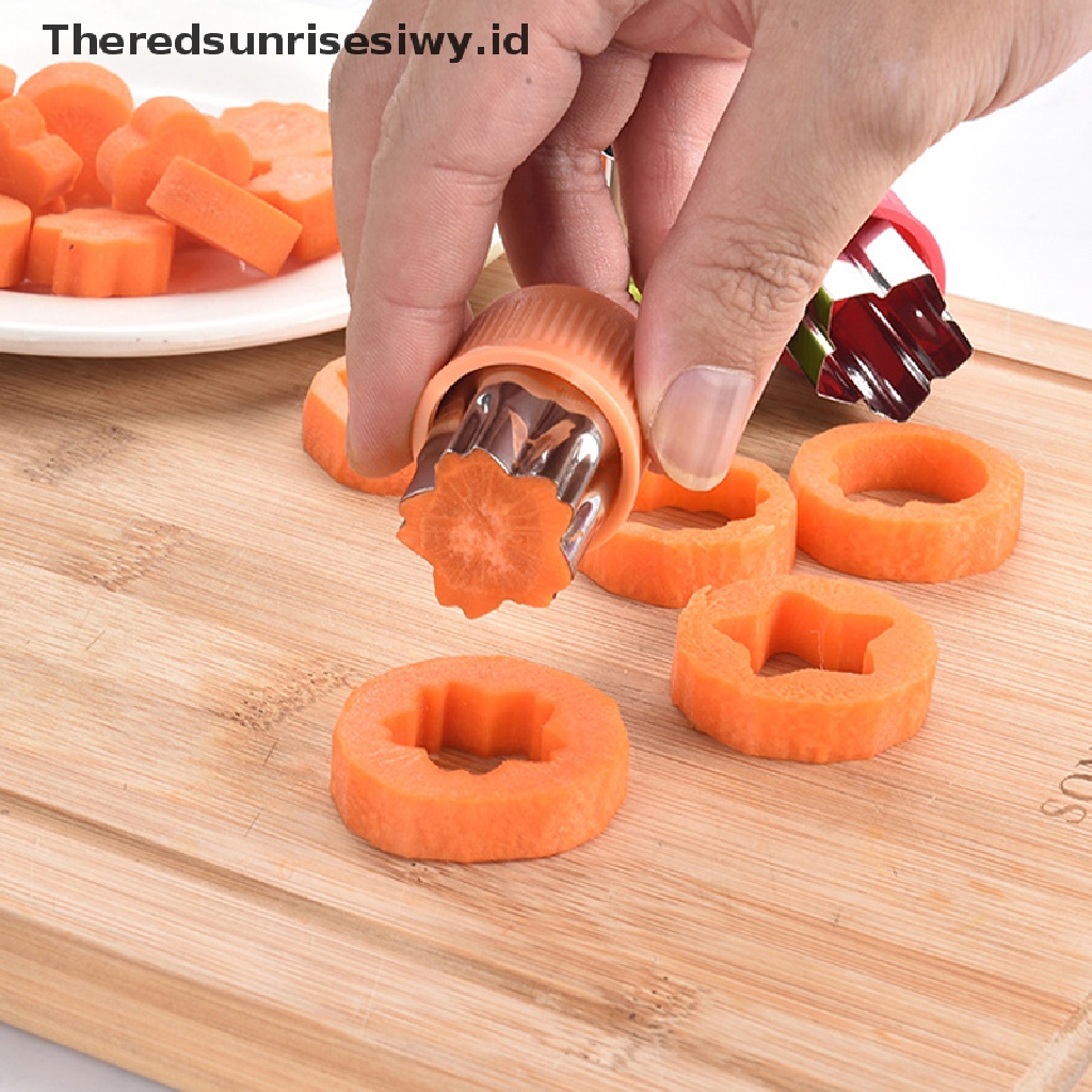 # Alat Rumah Tangga # 3 Pcs / set Alat Pemotong Buah Sayuran Bentuk Bintang Kelinci Bahan Stainless Steel Gagang Plastik Portabel Untuk Dapur