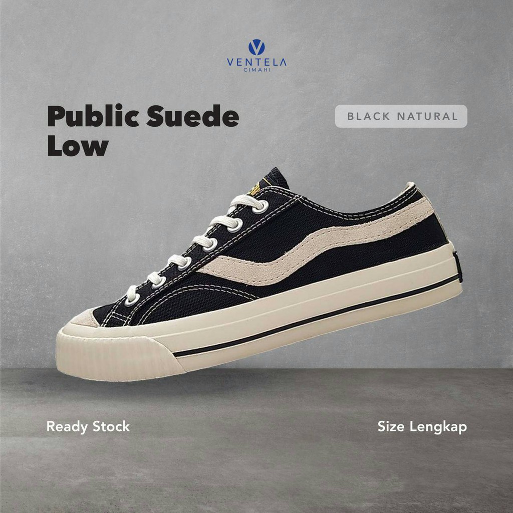  Ventela  Public  Suede  Low Black Natural Shopee Indonesia