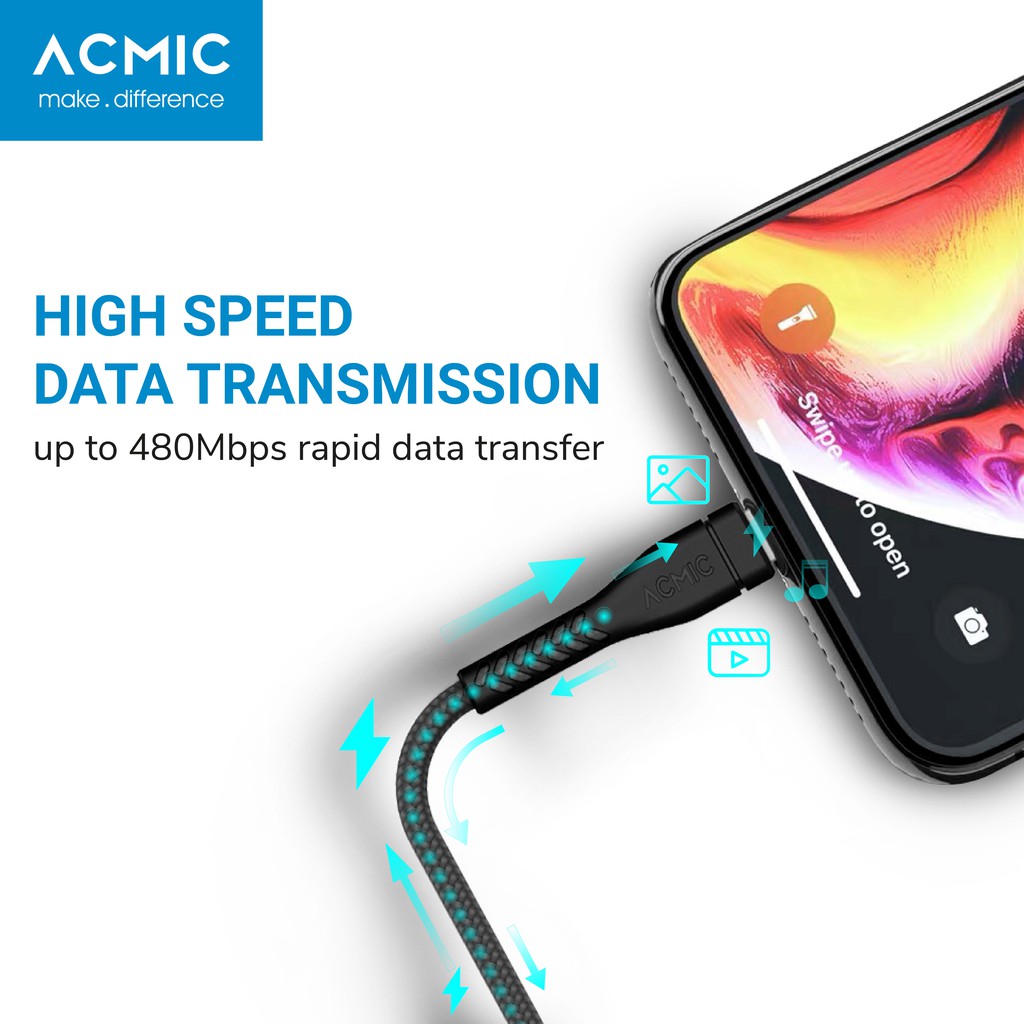 ACMIC Braided Line Kabel Data Charger 100cm Fast Charging Cable