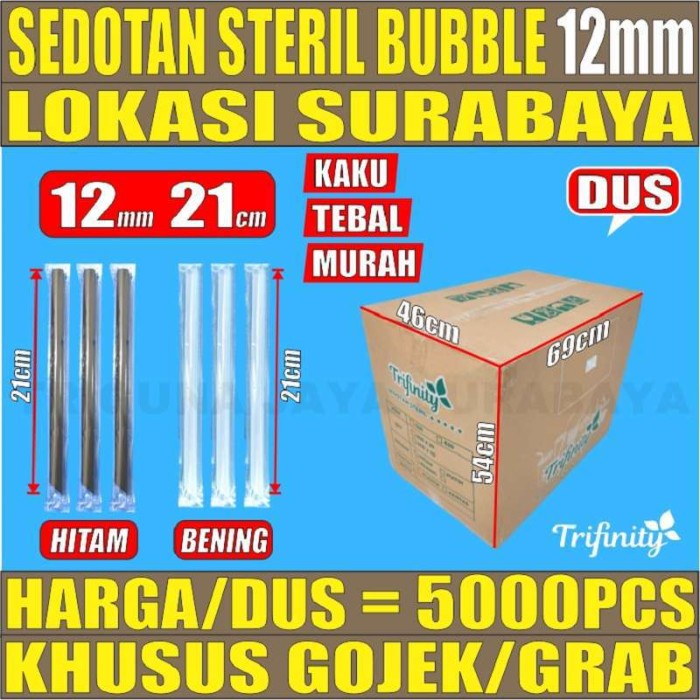 Jual Sedotan Bubble Steril Mm Boba Hitam Bening Buble Higienis