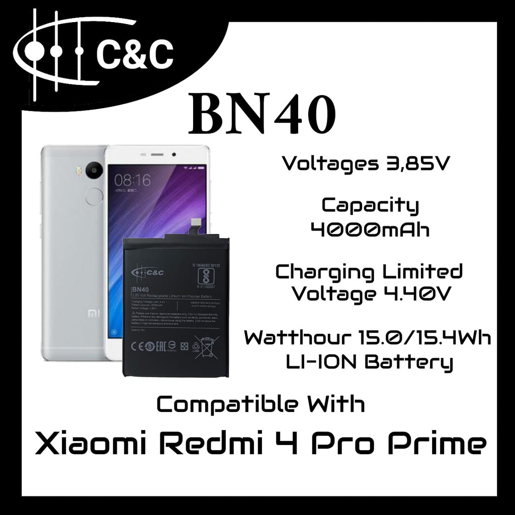 (P) Batre Battery Baterai Double Power IC/C&amp;C Xiaomi Redmi 4 Prime Pro BN40