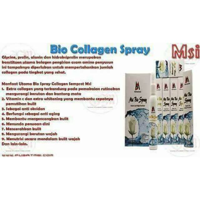 Biospray MSI berfungsi menunda penuaan dini, mencerahkan kulit, mengurangi kerutan wajah,  menutrisi