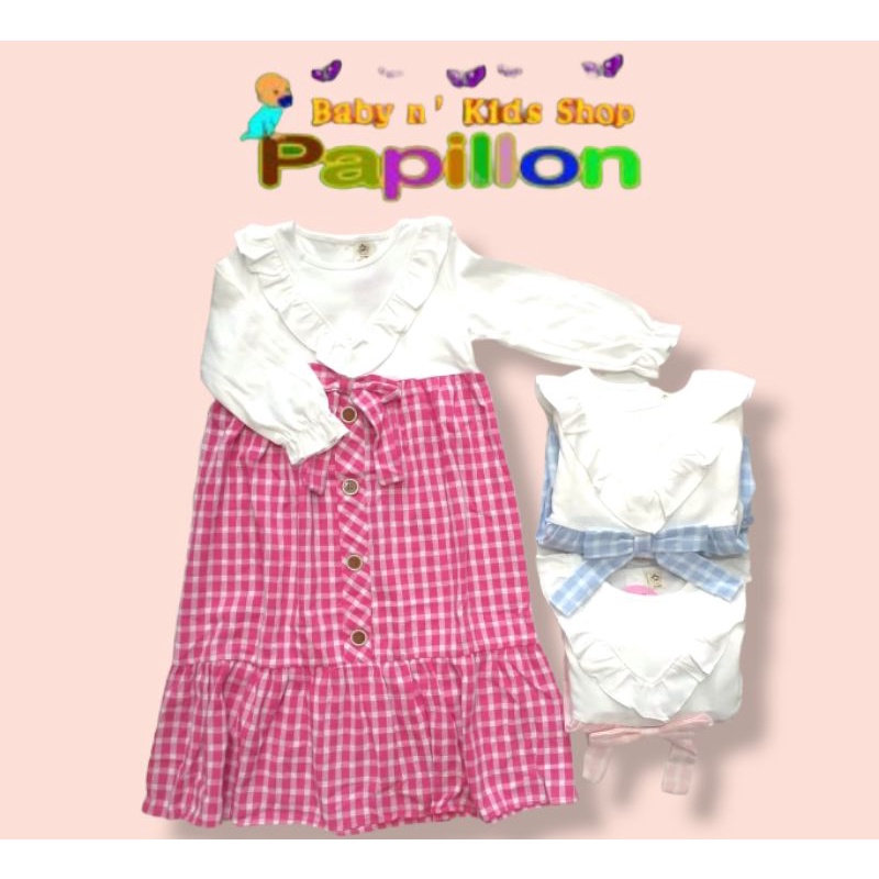 Mi Angel Gamis Anak + Kerudung Motif Kotak-Kotak