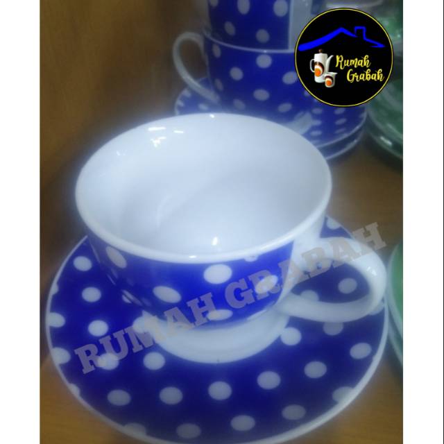 Cangkir set  Keramik 1/2 Lusin Full Polkadot