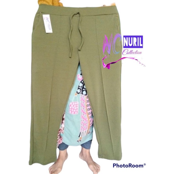 REAL PICT COD✅ L - XXXXL BIG SIZE fit BB 90kg Ready | CELANA DOTY PANTS TAPERED ~ Crepe Waffle TEBAL &amp; ELASTIS celana panjang wanita/bawahan muslimah/Remaja/super jumbo/kasual harian