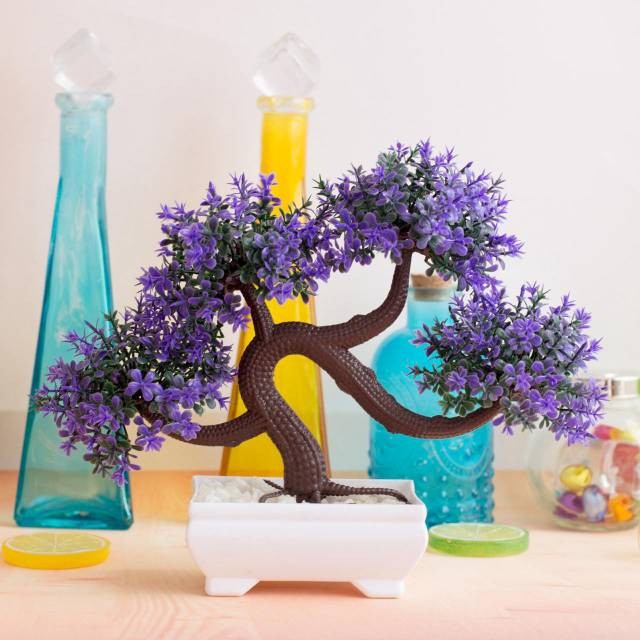 COD BUNGA PLASTIK BUNGA PAJANGAN IMITASI BUNGA ARTIFISIAL BUNGA BONSAI  TANAMAN HIAS PLASTIK BP8810-UNGU
