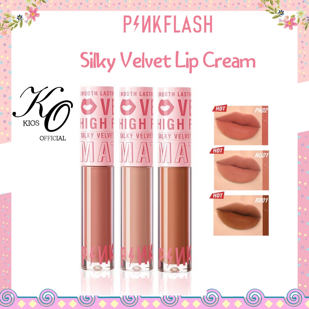 Pinkflash Silky Velvet Lip Cream Lipstick Smooth High Pigment Lasting