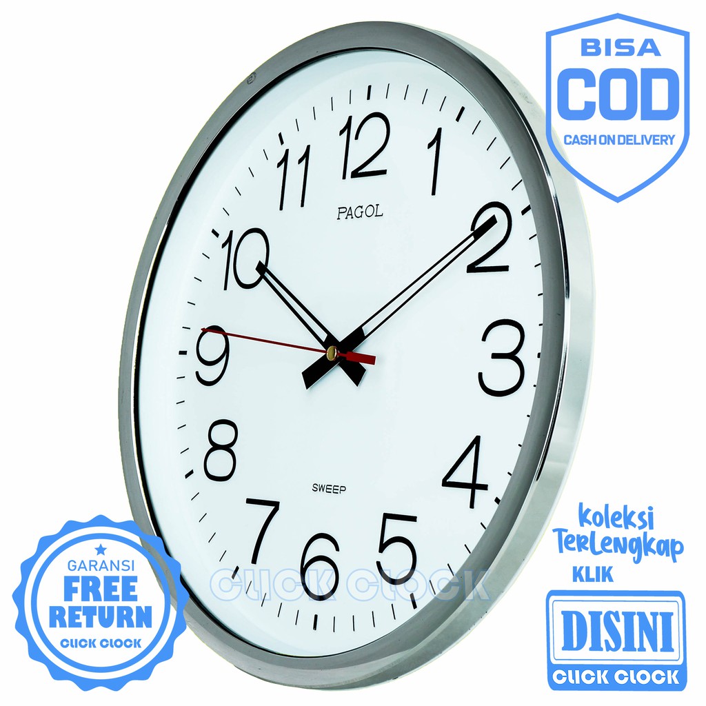 Jam Dinding Kantor Polos Minimalis Wall Clock Bagus Elegan Pagol PGWS28TCH