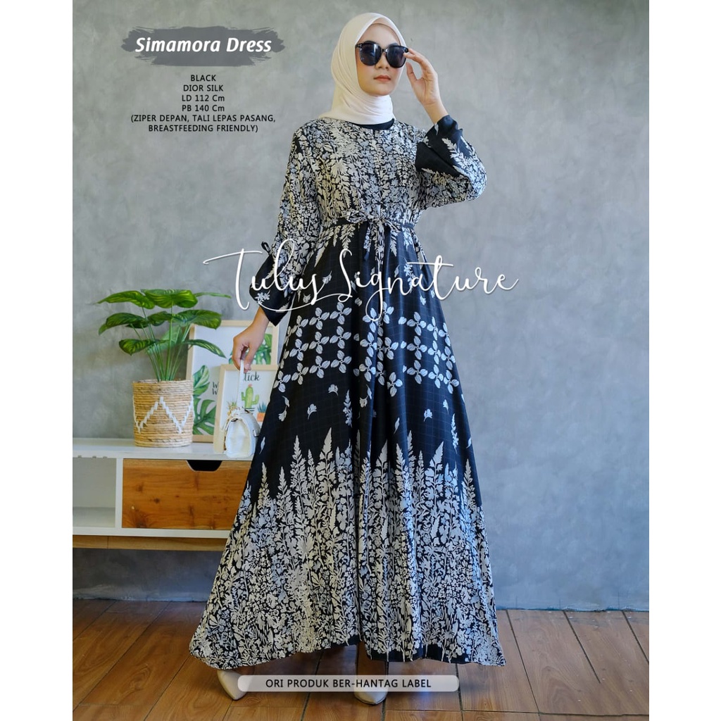 GAMIS/DRESS BUSUI FRIENDLY DENGAN ZIPPER DEPAN TALI LEPAS PASANG ~ BAHAN PREMIUM DIOR SILK ~ SIMAMOR