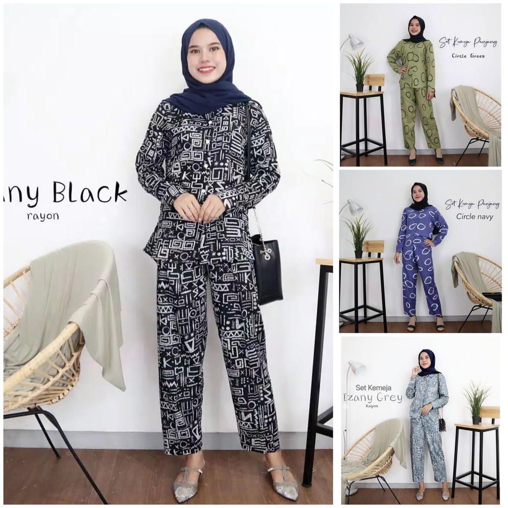PIYAMA KEMEJA PANJANG WANITA TIE DYE/DAILY SET RAYON