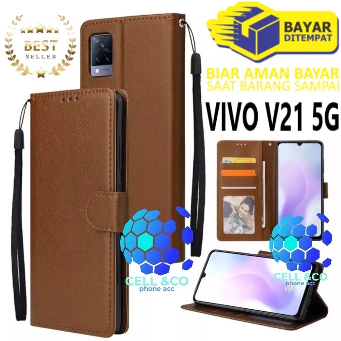 NEW VIVO V21 5G CASE FLIP LEATHER WALLET PREMIUM FLIP CASE BUKA TUTUP KESING HP CASING FLIP CASE WALLET VIVO V21 5G