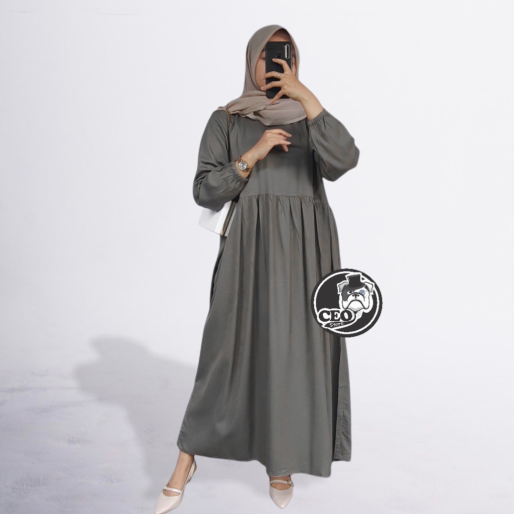 Shafa Midi Dress TERBARU Busui &amp; Non Busui / Midi dress PREMIUM Rayon Twill / DRESS WANITA MUSLIM / GAMIS